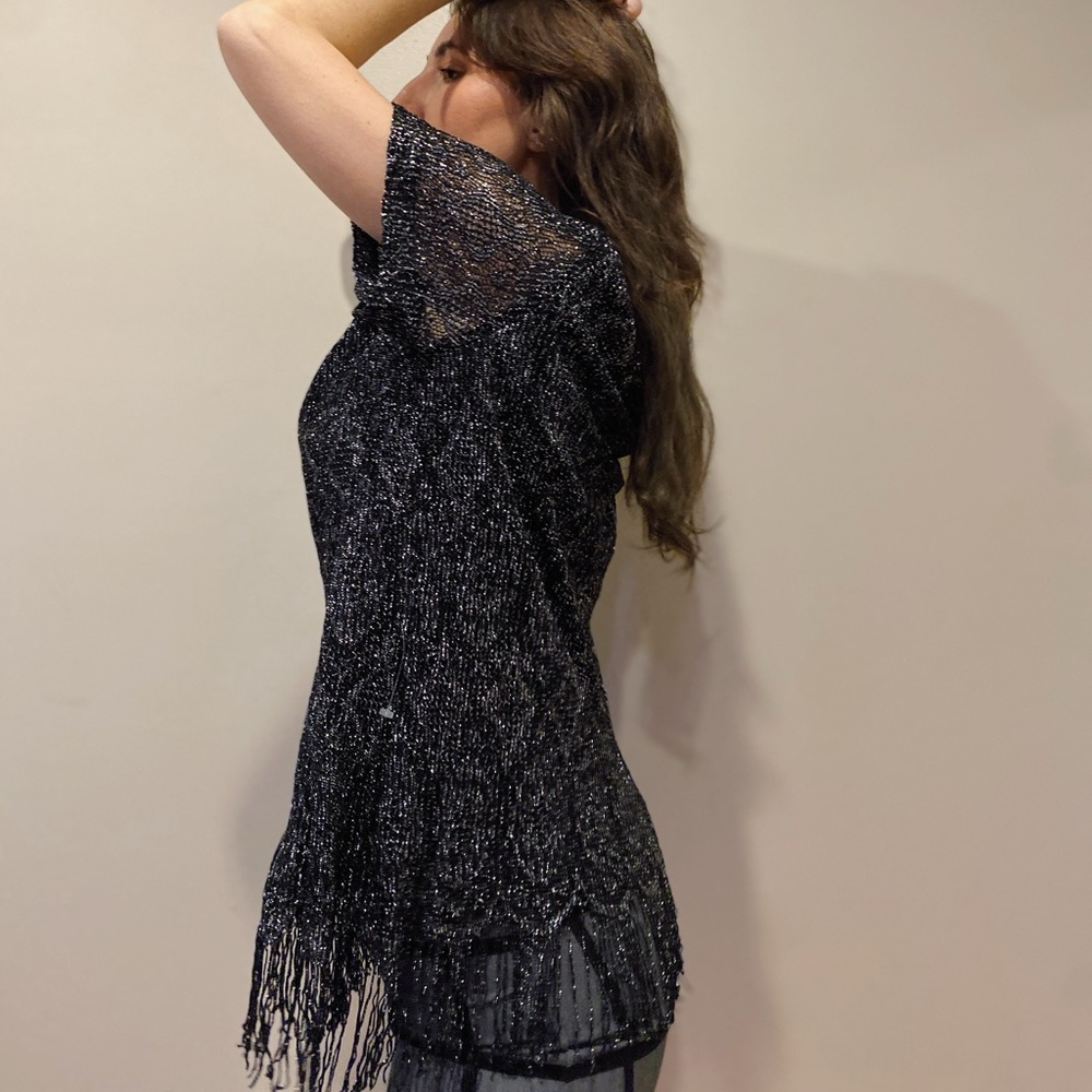vintage shimmery short sleeve blouse